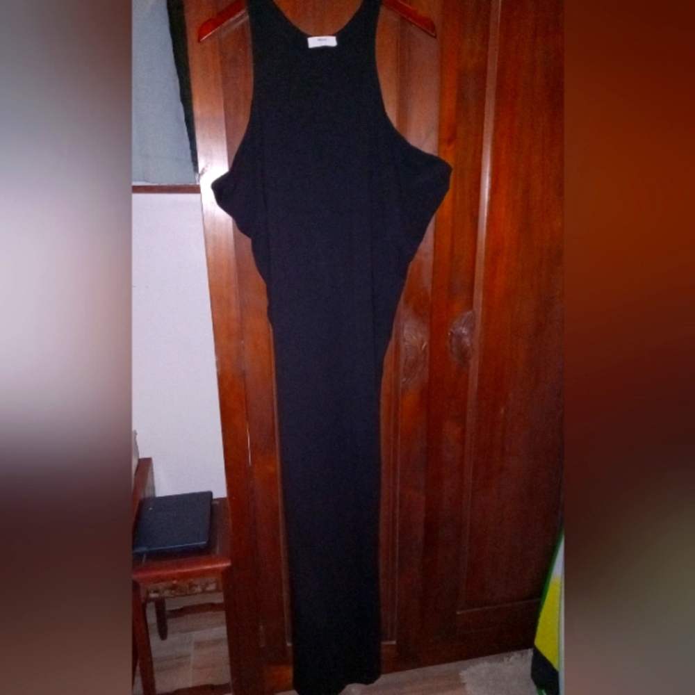 Mikoh Maxi Dress Drape Top Side Slit Black 1
